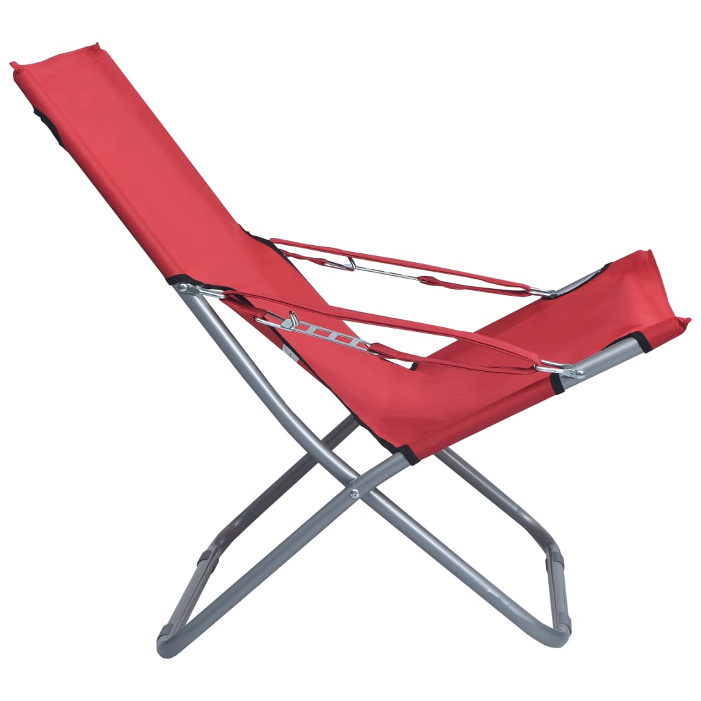Strandstoelen 2 st inklapbaar stof rood is nu te koop bij PeponiXL, paradijselijk wonen!