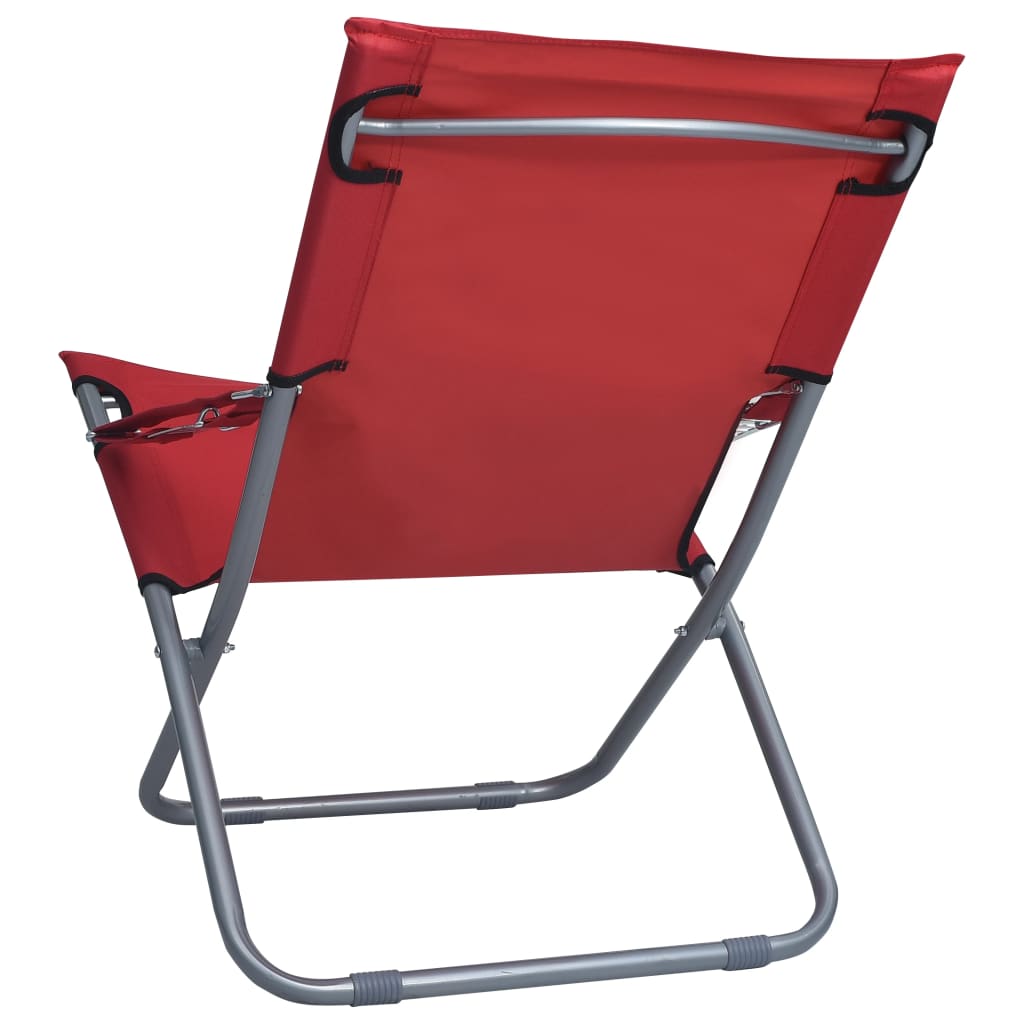 Strandstoelen 2 st inklapbaar stof rood is nu te koop bij PeponiXL, paradijselijk wonen!