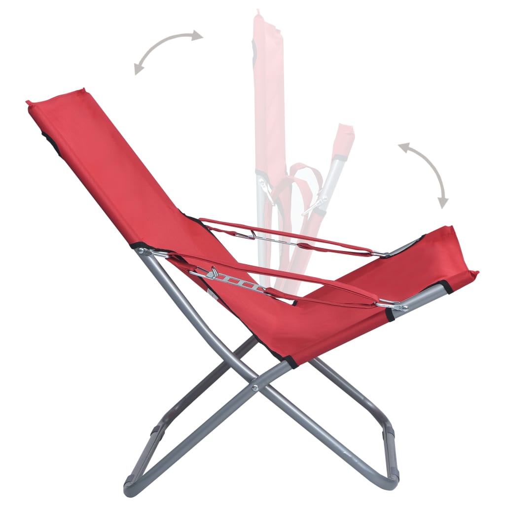 Strandstoelen 2 st inklapbaar stof rood is nu te koop bij PeponiXL, paradijselijk wonen!