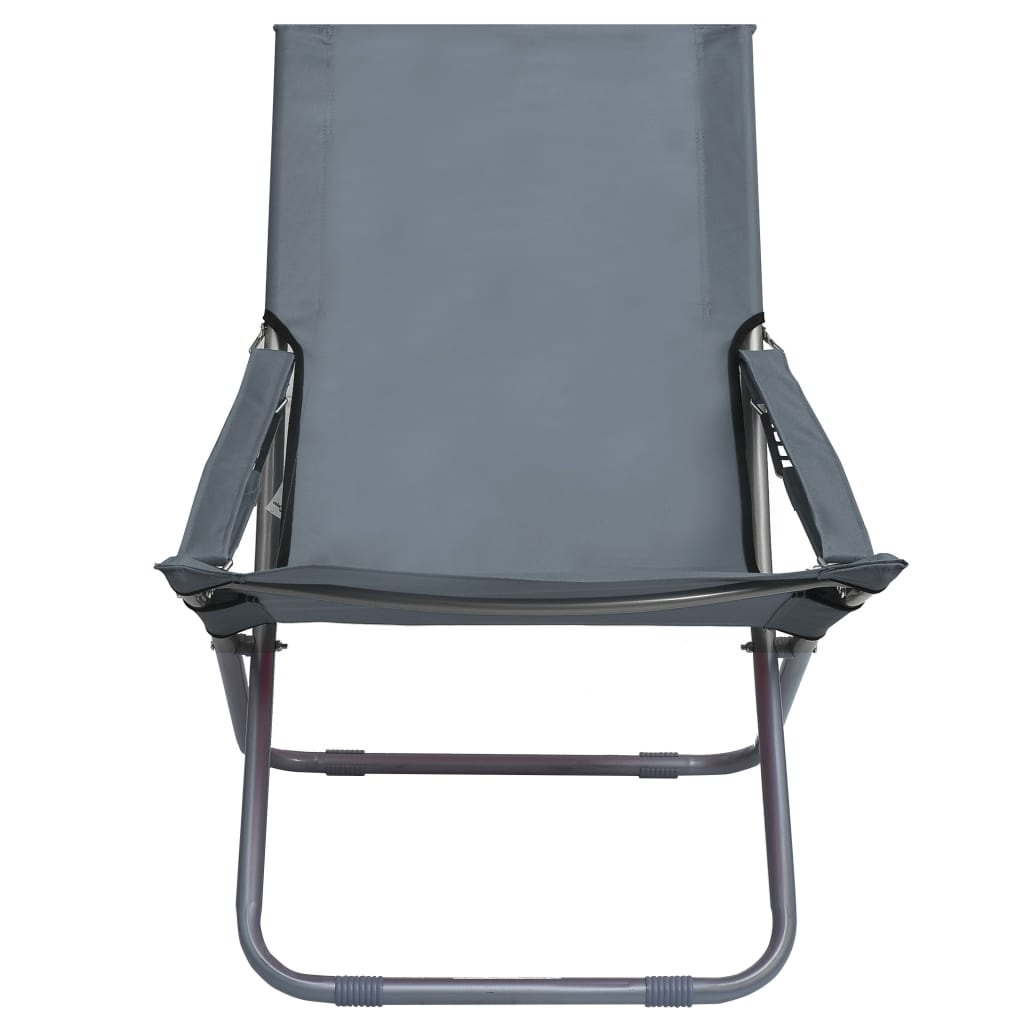 Strandstoelen 2 st inklapbaar stof grijs is nu te koop bij PeponiXL, paradijselijk wonen!