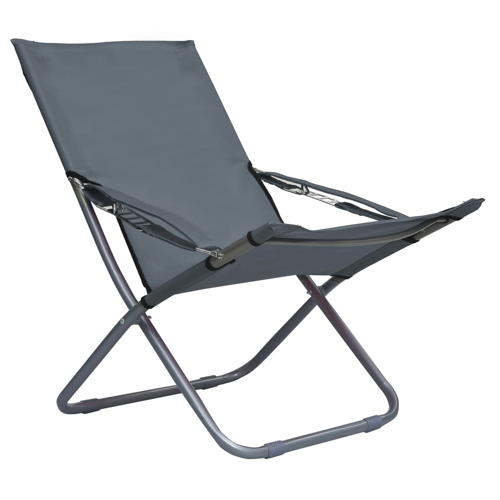 Strandstoelen 2 st inklapbaar stof grijs is nu te koop bij PeponiXL, paradijselijk wonen!