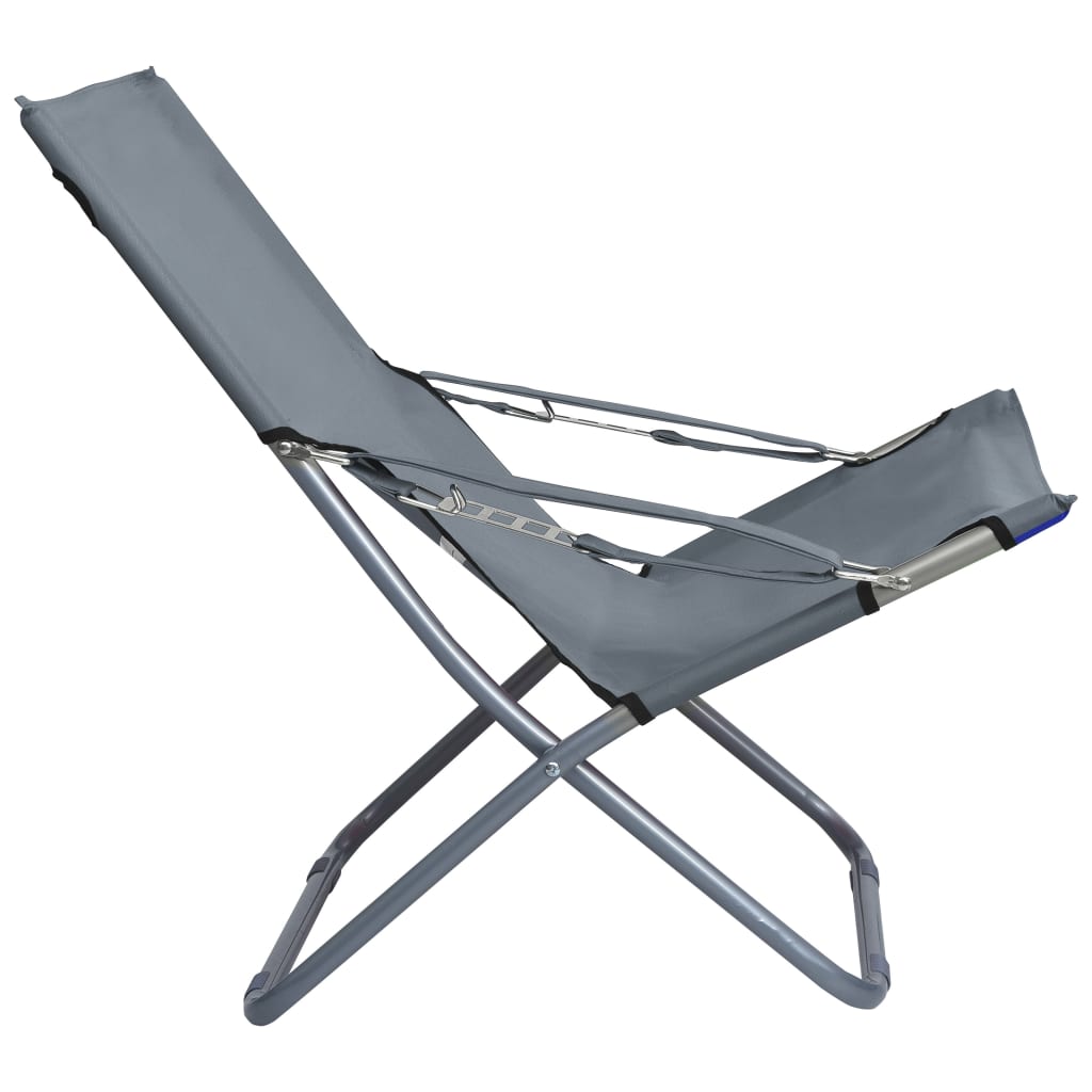 Strandstoelen 2 st inklapbaar stof grijs is nu te koop bij PeponiXL, paradijselijk wonen!