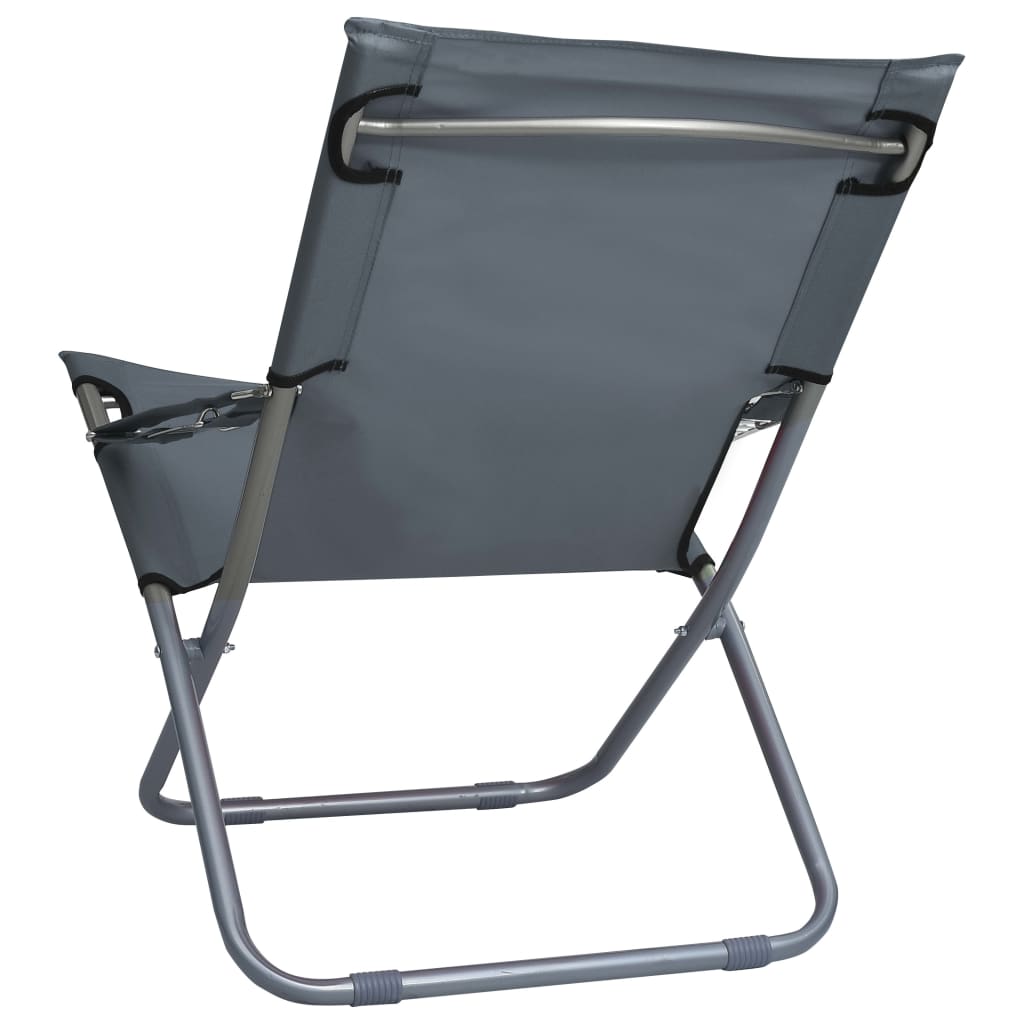 Strandstoelen 2 st inklapbaar stof grijs is nu te koop bij PeponiXL, paradijselijk wonen!