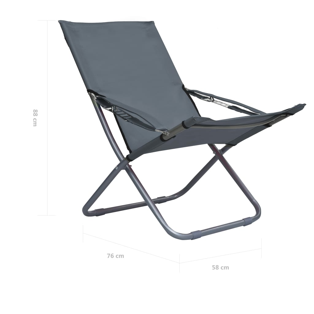 Strandstoelen 2 st inklapbaar stof grijs is nu te koop bij PeponiXL, paradijselijk wonen!