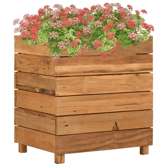 Plantenbak verhoogd 50x40x55 cm gerecycled teakhout en staal is nu te koop bij PeponiXL, paradijselijk wonen!