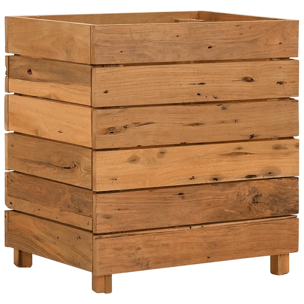 Plantenbak verhoogd 50x40x55 cm gerecycled teakhout en staal is nu te koop bij PeponiXL, paradijselijk wonen!
