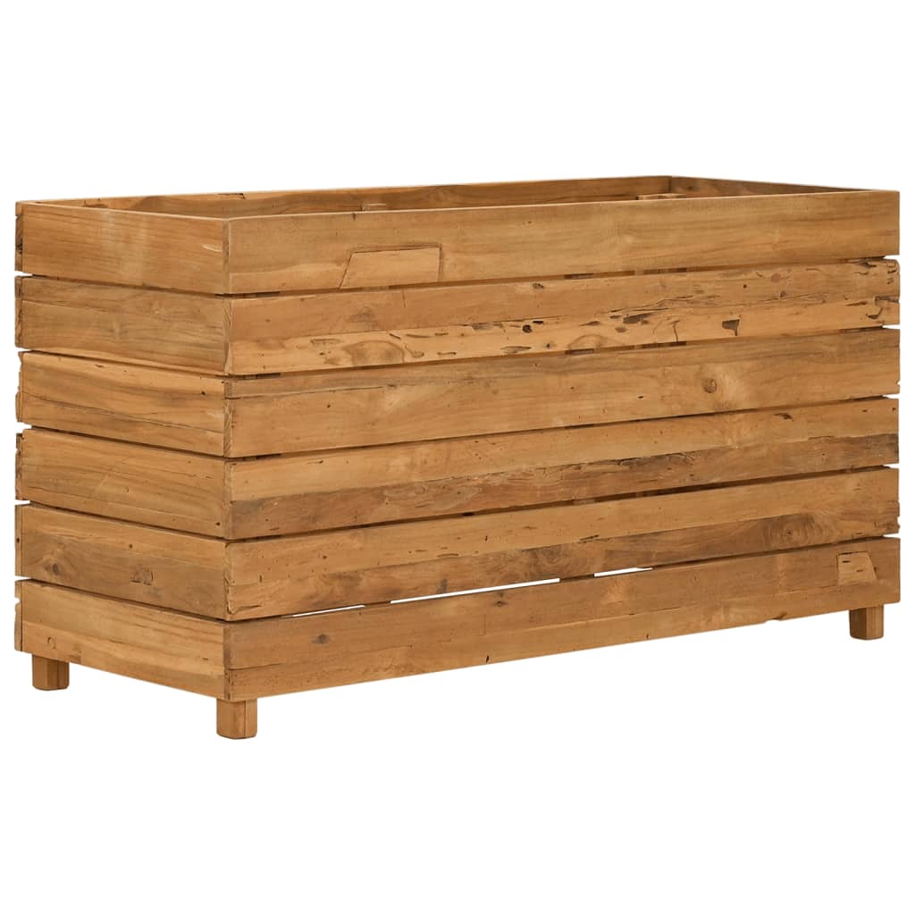 Plantenbak verhoogd 100x40x38 cm gerecycled teakhout en staal is nu te koop bij PeponiXL, paradijselijk wonen!
