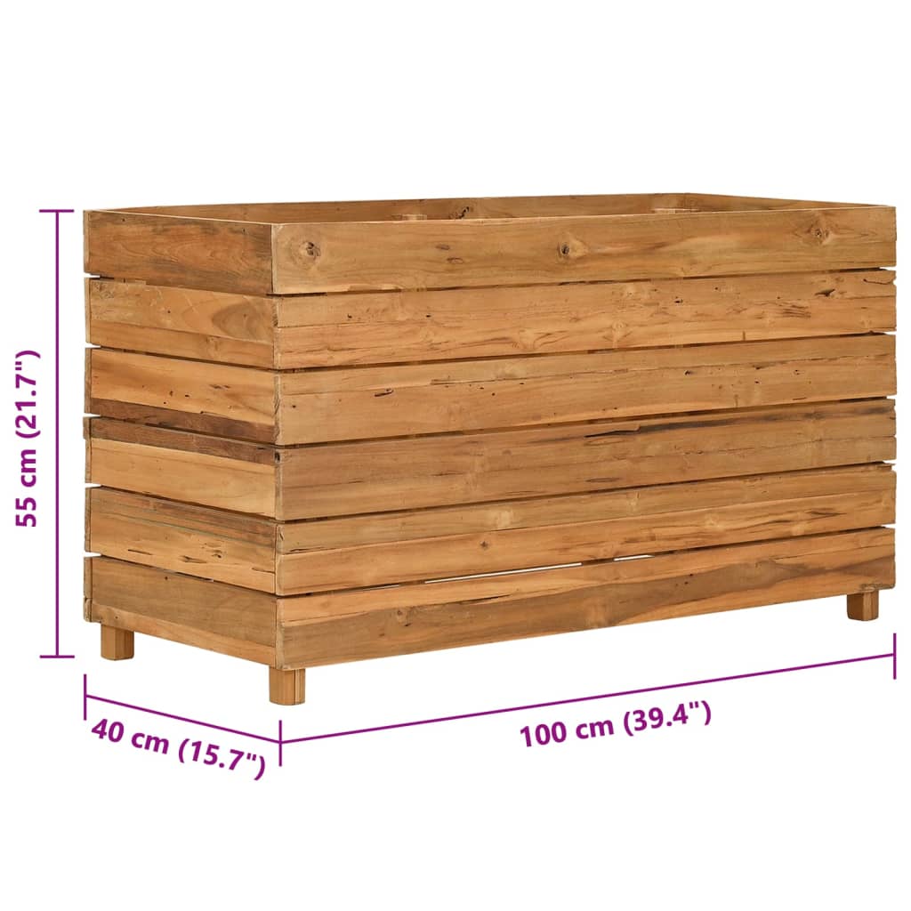 Plantenbak verhoogd 100x40x38 cm gerecycled teakhout en staal is nu te koop bij PeponiXL, paradijselijk wonen!