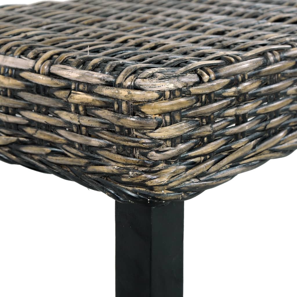 Bankje 110 cm natuurlijk kubu rattan en massief mahoniehout zwart is nu te koop bij PeponiXL, paradijselijk wonen!