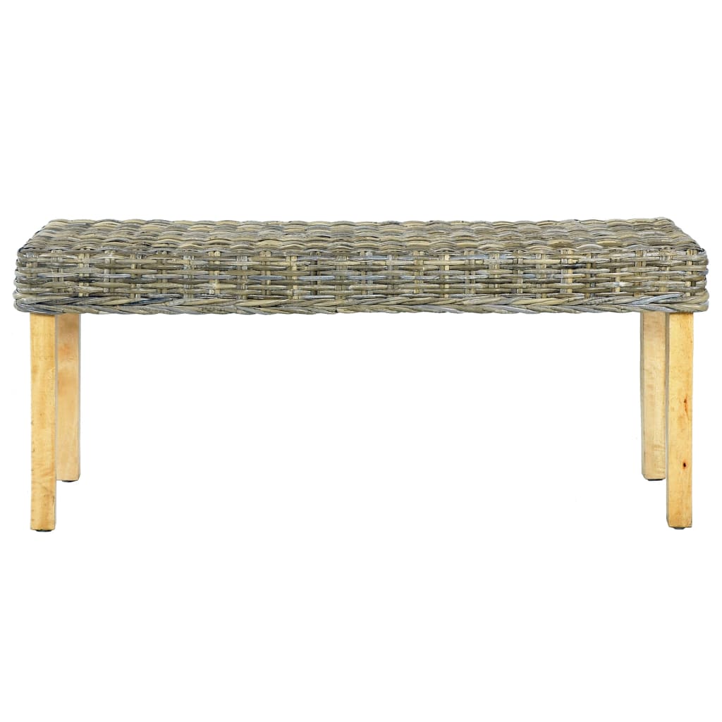 Bankje 110 cm natuurlijk kubu rattan en massief mahoniehout is nu te koop bij PeponiXL, paradijselijk wonen!