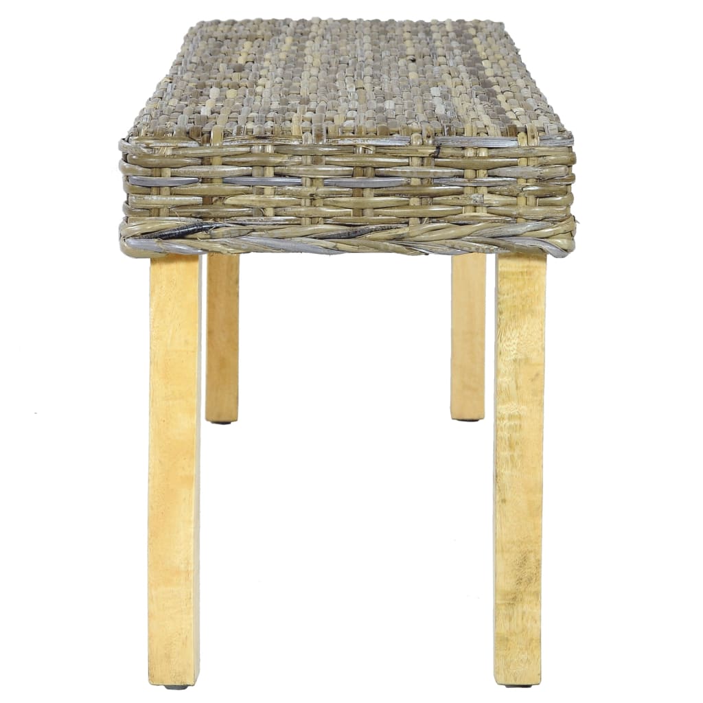 Bankje 110 cm natuurlijk kubu rattan en massief mahoniehout is nu te koop bij PeponiXL, paradijselijk wonen!