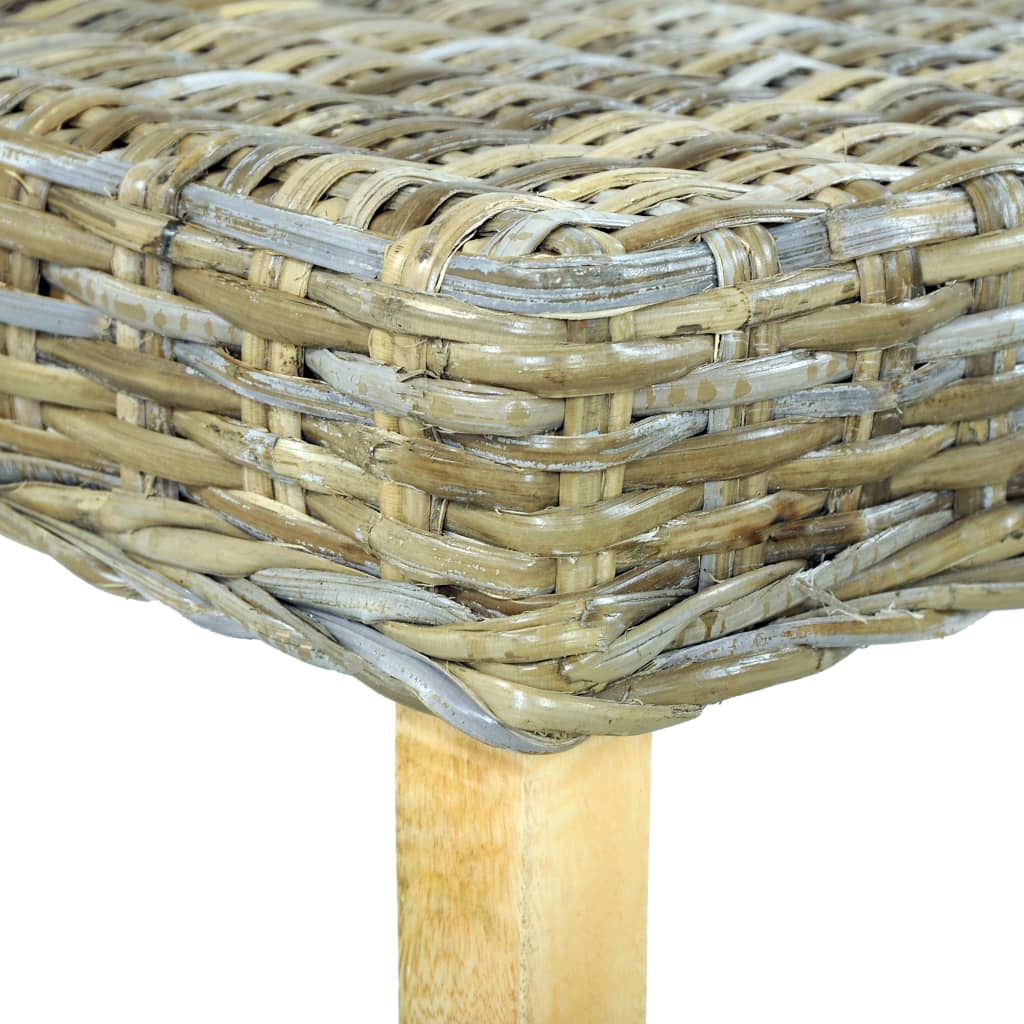 Bankje 110 cm natuurlijk kubu rattan en massief mahoniehout is nu te koop bij PeponiXL, paradijselijk wonen!