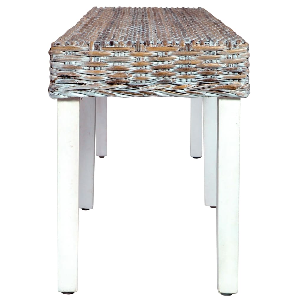 Bankje 160 cm natuurlijk kubu rattan en massief mangohout wit is nu te koop bij PeponiXL, paradijselijk wonen!