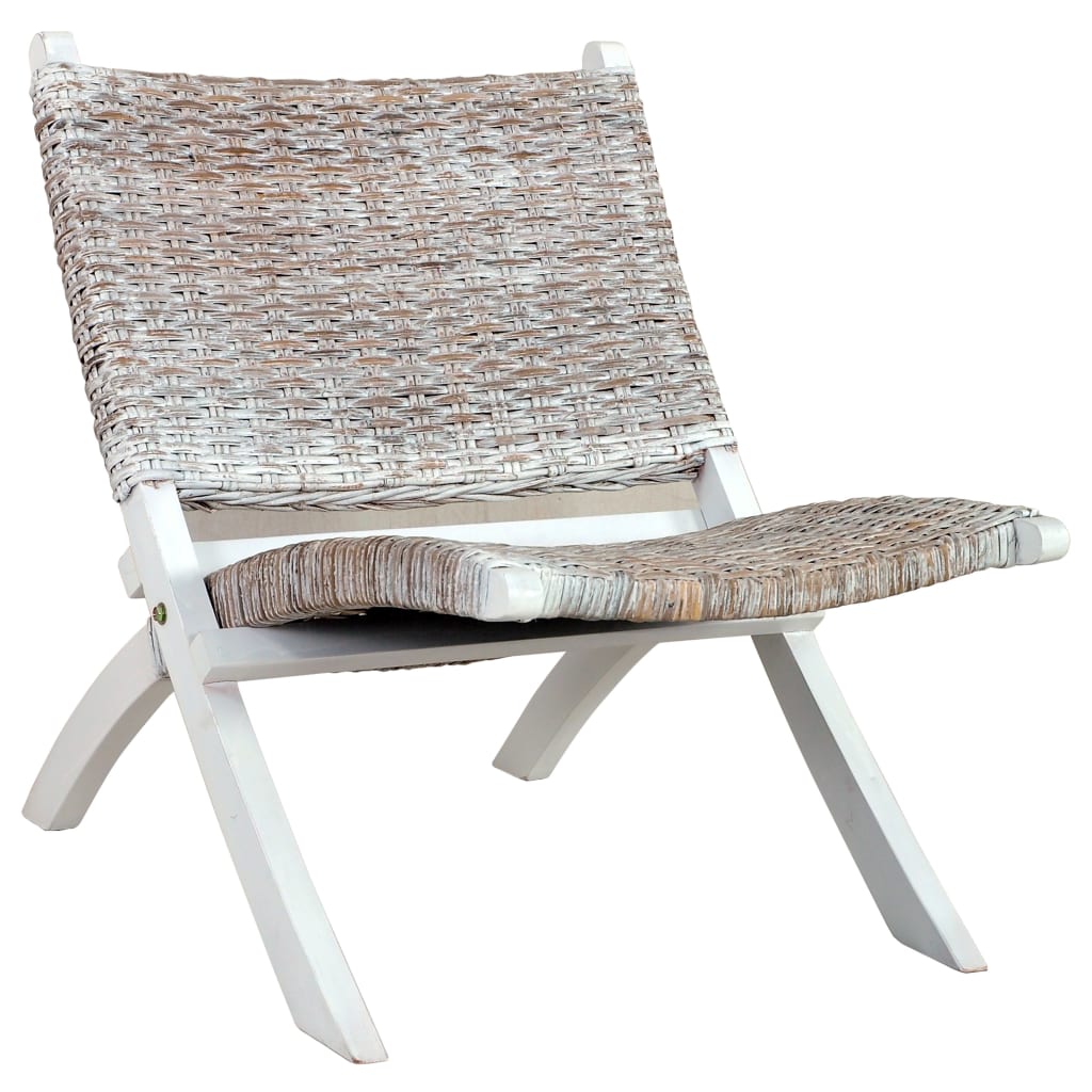 Relaxstoel natuurlijk kubu rattan en massief mahoniehout wit is nu te koop bij PeponiXL, paradijselijk wonen!