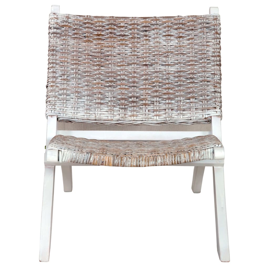 Relaxstoel natuurlijk kubu rattan en massief mahoniehout wit is nu te koop bij PeponiXL, paradijselijk wonen!