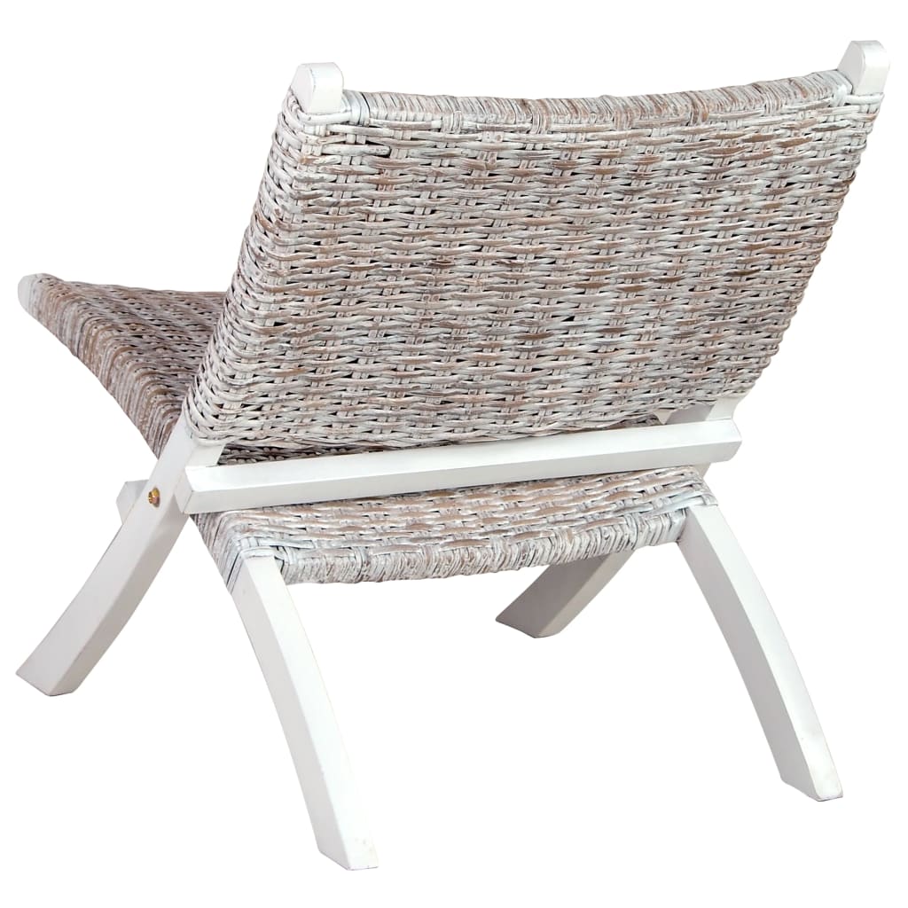 Relaxstoel natuurlijk kubu rattan en massief mahoniehout wit is nu te koop bij PeponiXL, paradijselijk wonen!