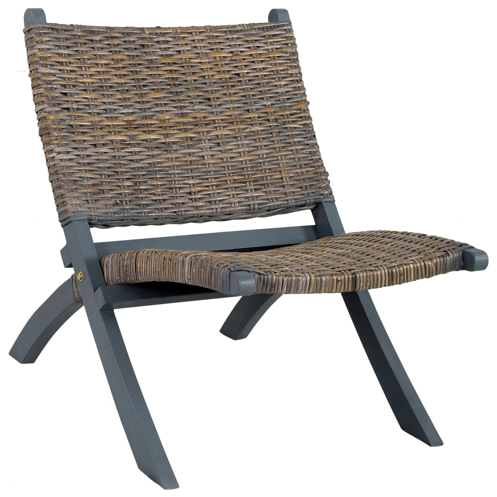 Relaxstoel natuurlijk kubu rattan en massief mahoniehout grijs is nu te koop bij PeponiXL, paradijselijk wonen!