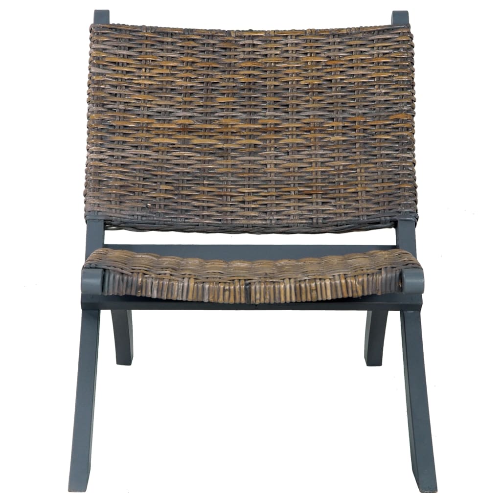 Relaxstoel natuurlijk kubu rattan en massief mahoniehout grijs is nu te koop bij PeponiXL, paradijselijk wonen!