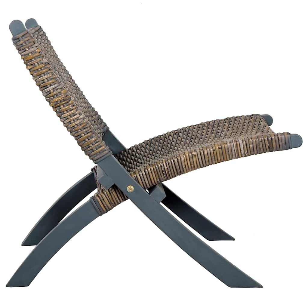 Relaxstoel natuurlijk kubu rattan en massief mahoniehout grijs is nu te koop bij PeponiXL, paradijselijk wonen!