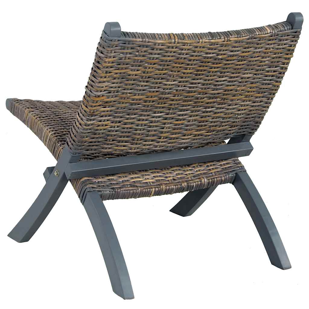 Relaxstoel natuurlijk kubu rattan en massief mahoniehout grijs is nu te koop bij PeponiXL, paradijselijk wonen!