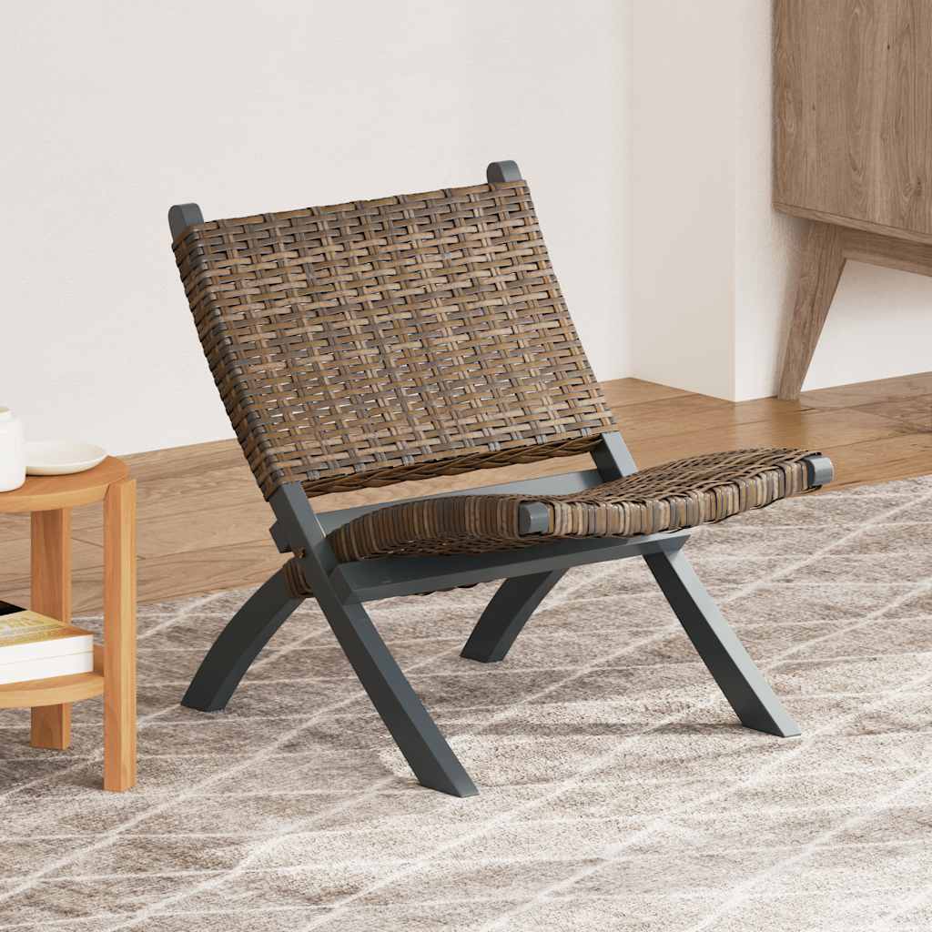 Relaxstoel natuurlijk kubu rattan en massief mahoniehout grijs is nu te koop bij PeponiXL, paradijselijk wonen!