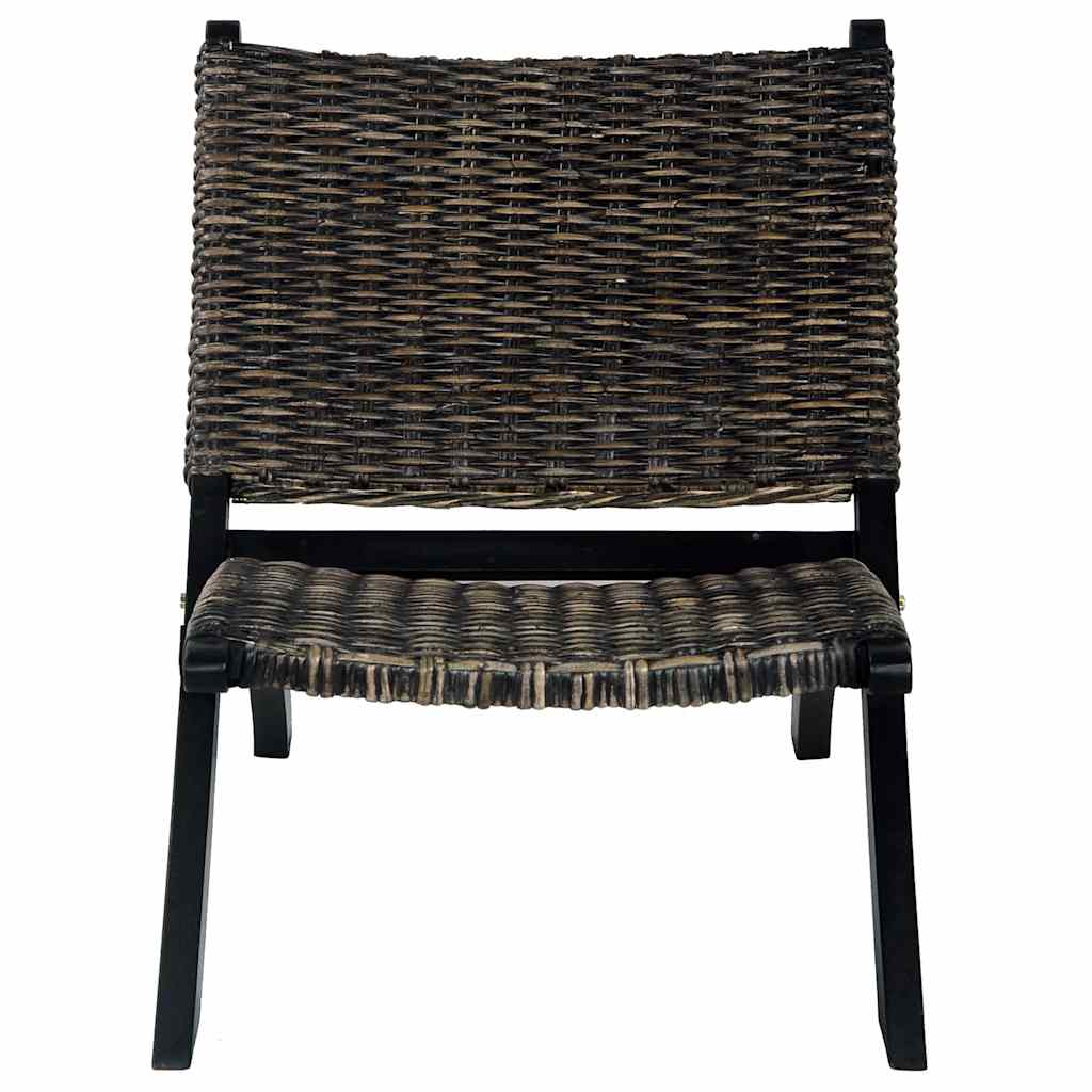Relaxstoel natuurlijk kubu rattan en massief mahoniehout zwart is nu te koop bij PeponiXL, paradijselijk wonen!