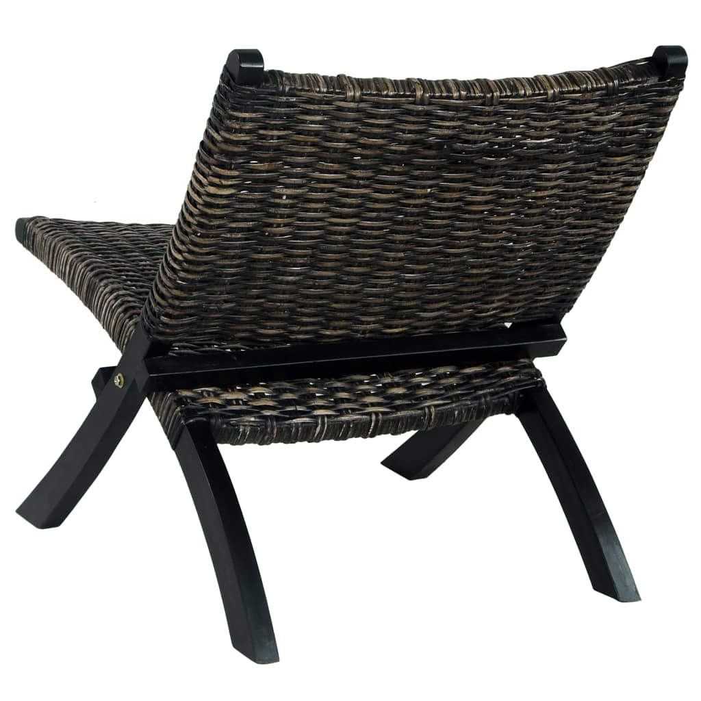 Relaxstoel natuurlijk kubu rattan en massief mahoniehout zwart is nu te koop bij PeponiXL, paradijselijk wonen!