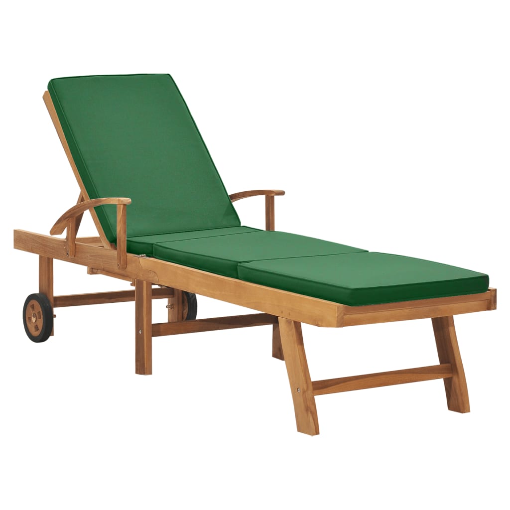 Ligbed met kussen massief teakhout groen is nu te koop bij PeponiXL, paradijselijk wonen!