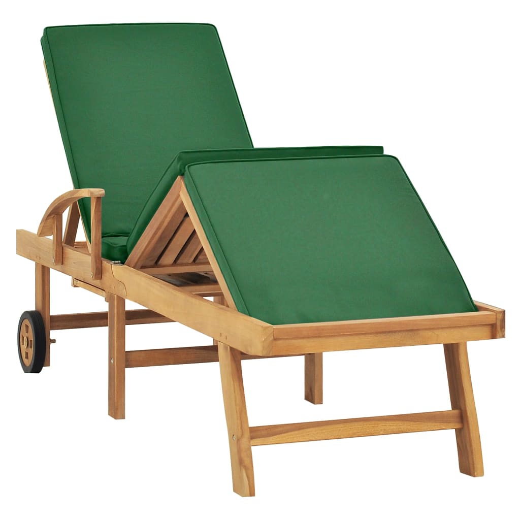 Ligbed met kussen massief teakhout groen is nu te koop bij PeponiXL, paradijselijk wonen!