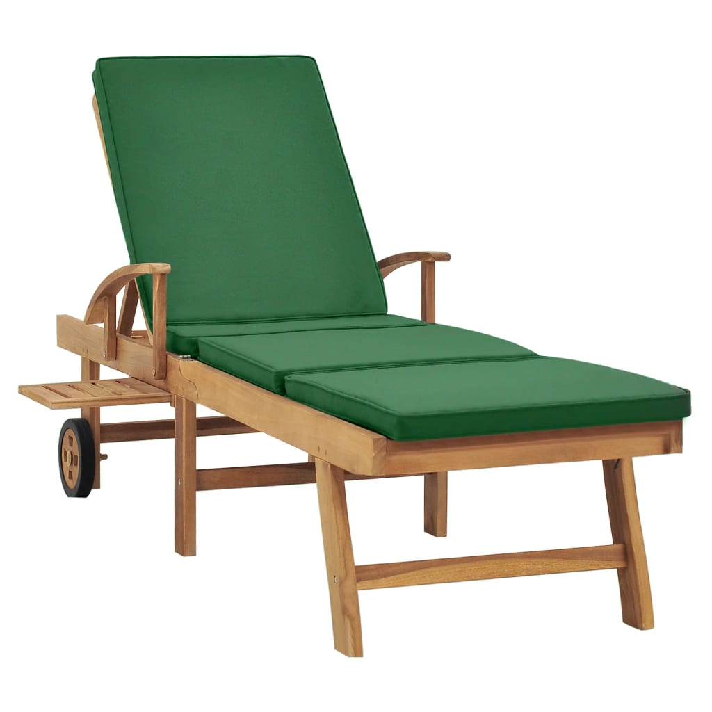 Ligbed met kussen massief teakhout groen is nu te koop bij PeponiXL, paradijselijk wonen!