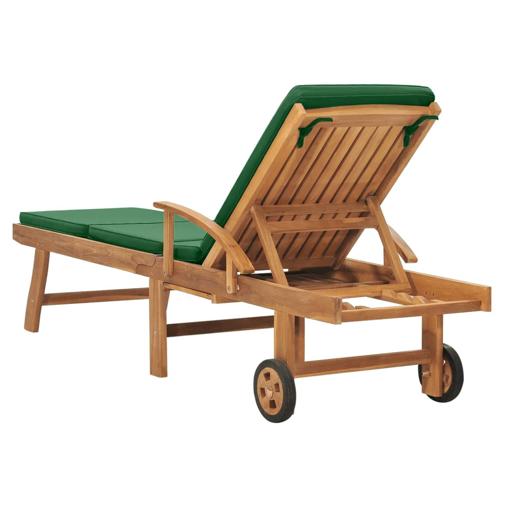 Ligbed met kussen massief teakhout groen is nu te koop bij PeponiXL, paradijselijk wonen!