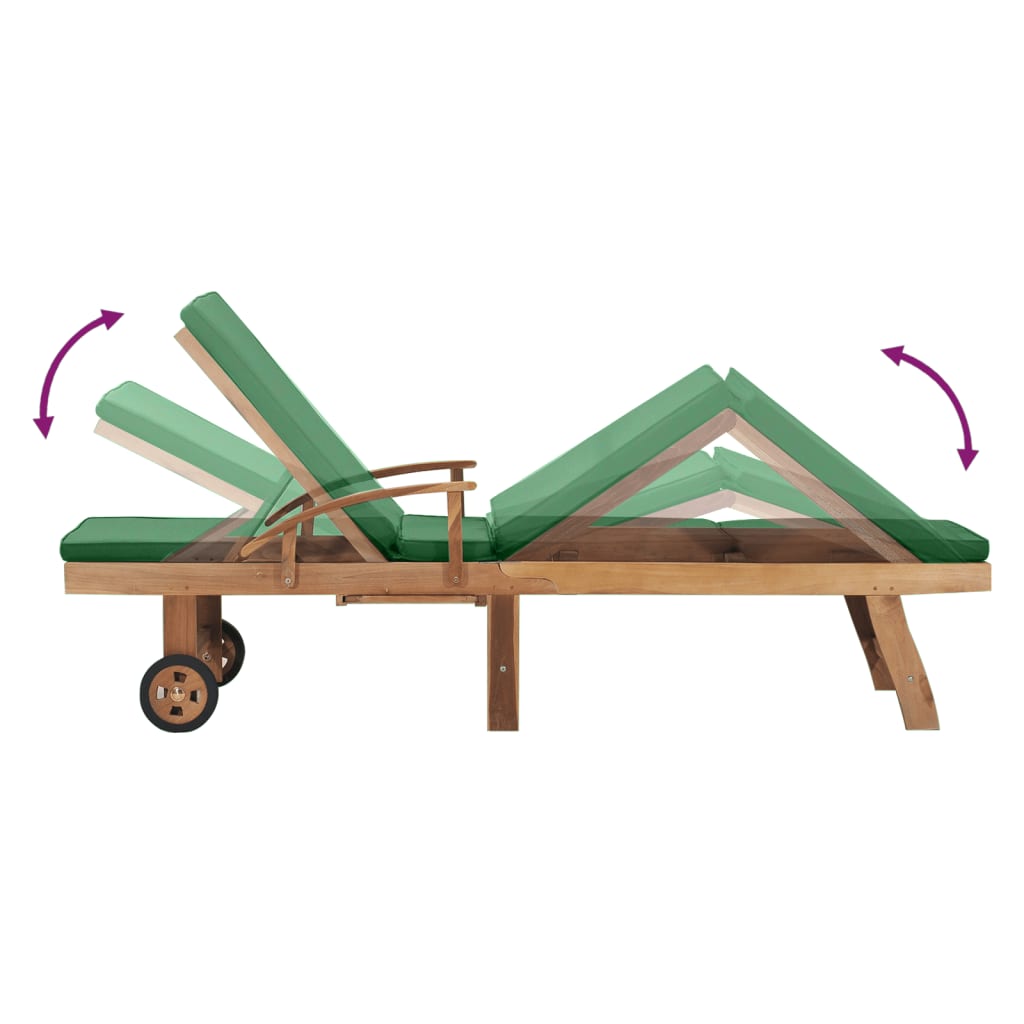 Ligbed met kussen massief teakhout groen is nu te koop bij PeponiXL, paradijselijk wonen!