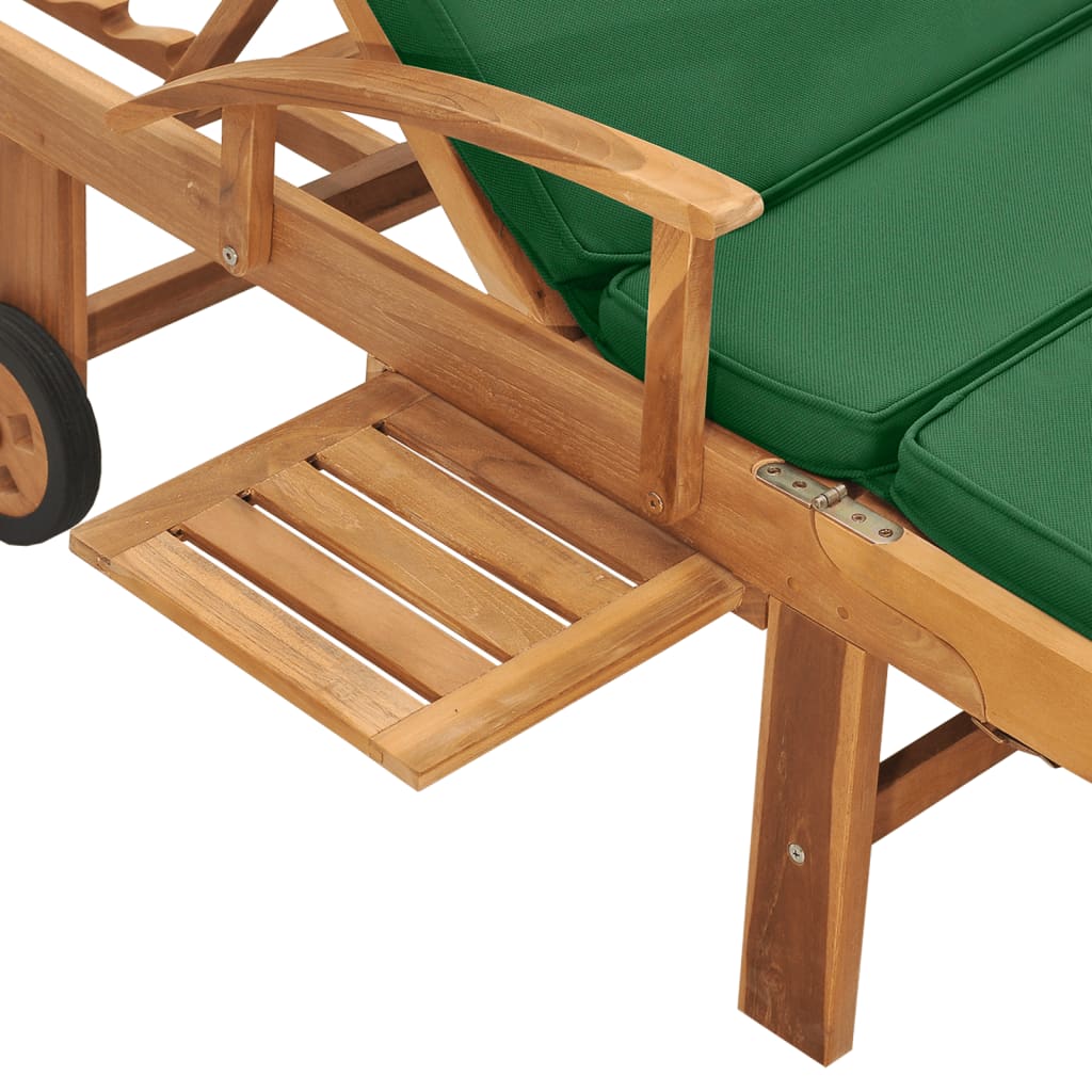 Ligbed met kussen massief teakhout groen is nu te koop bij PeponiXL, paradijselijk wonen!