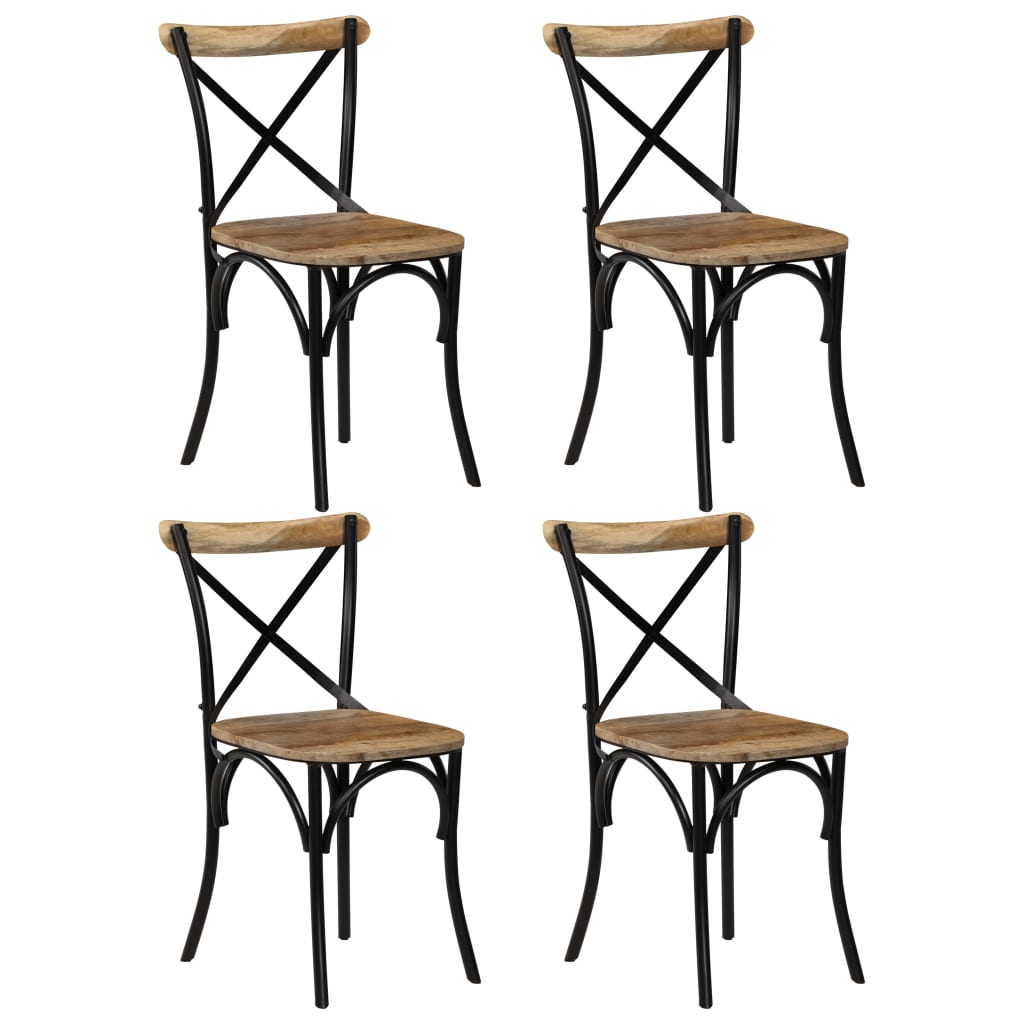 Kruisstoelen 4 st massief mangohout zwart is nu te koop bij PeponiXL, paradijselijk wonen!