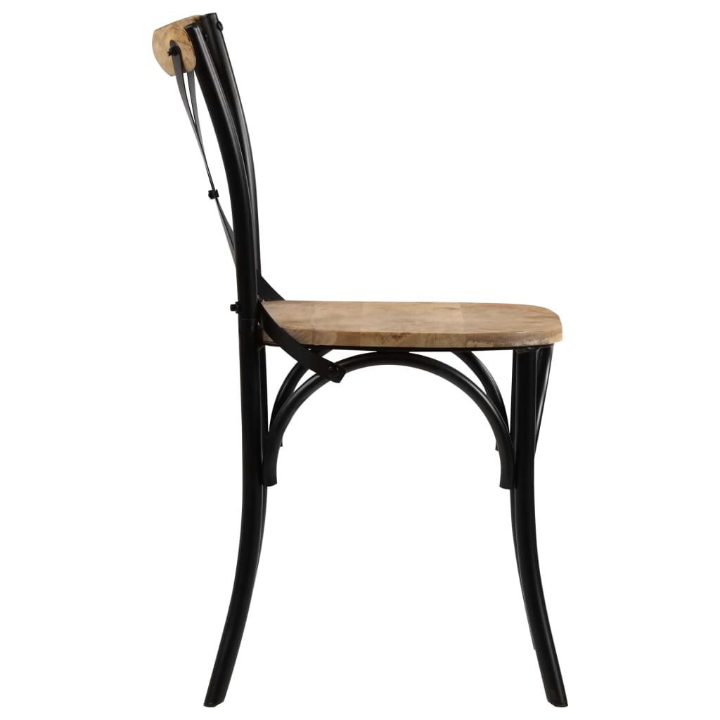 Kruisstoelen 4 st massief mangohout zwart is nu te koop bij PeponiXL, paradijselijk wonen!