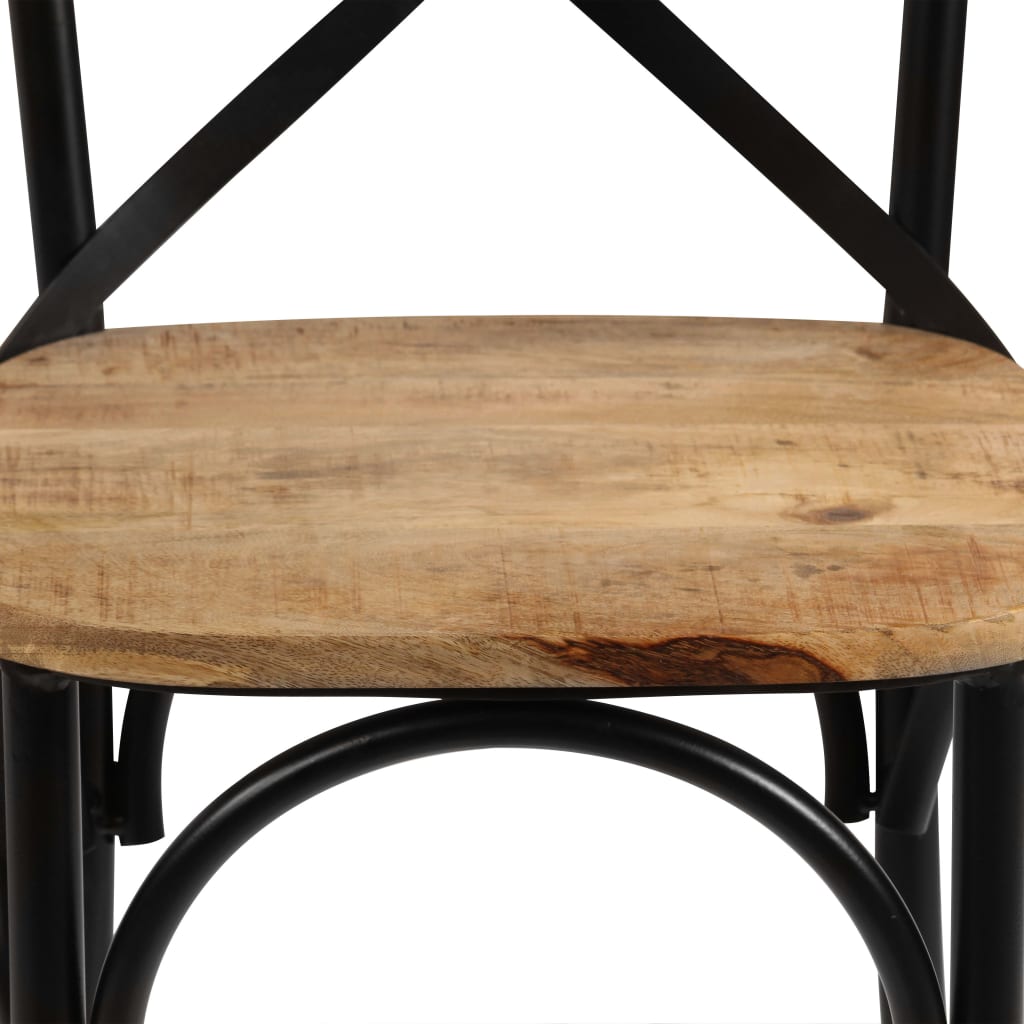 Kruisstoelen 4 st massief mangohout zwart is nu te koop bij PeponiXL, paradijselijk wonen!