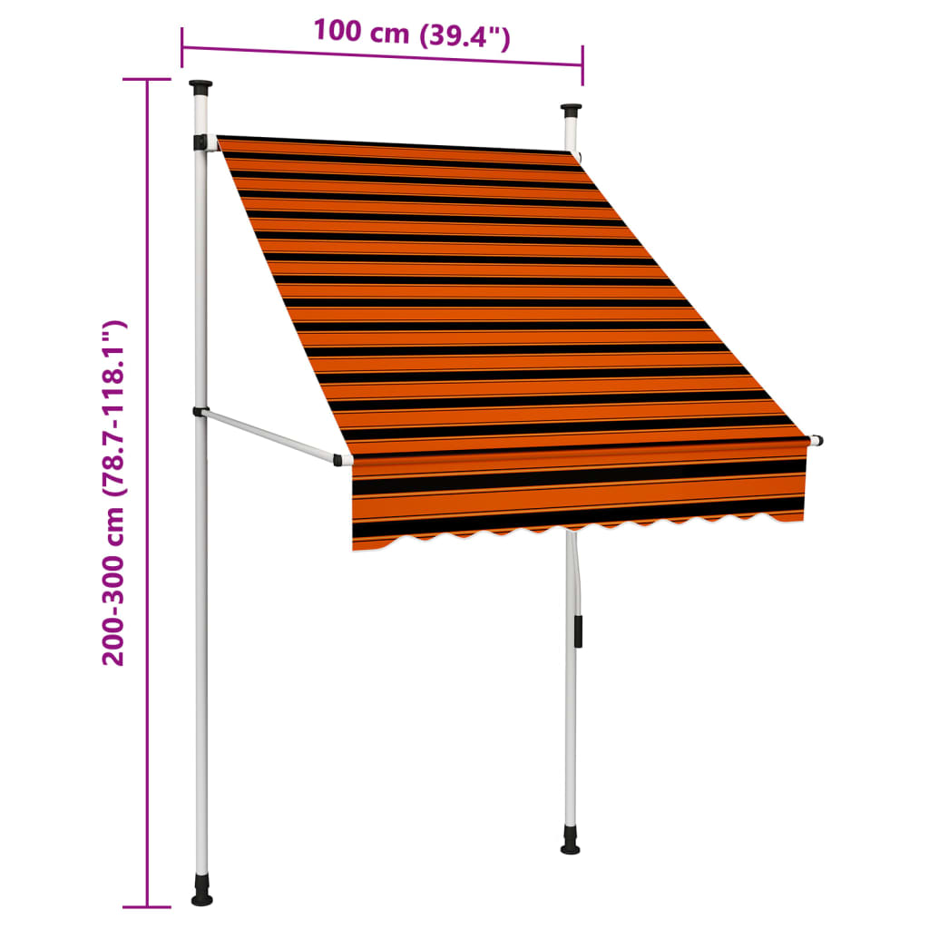 Luifel handmatig uittrekbaar 100 cm oranje en bruin is nu te koop bij PeponiXL, paradijselijk wonen!