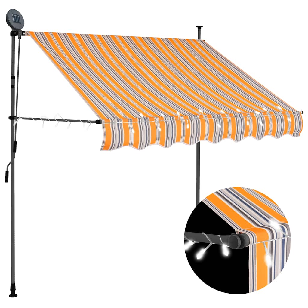 Luifel handmatig uitschuifbaar met LED 200 cm geel en blauw is nu te koop bij PeponiXL, paradijselijk wonen!
