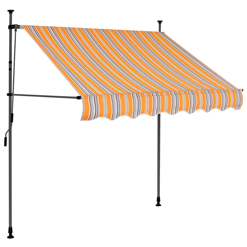 Luifel handmatig uitschuifbaar met LED 200 cm geel en blauw is nu te koop bij PeponiXL, paradijselijk wonen!