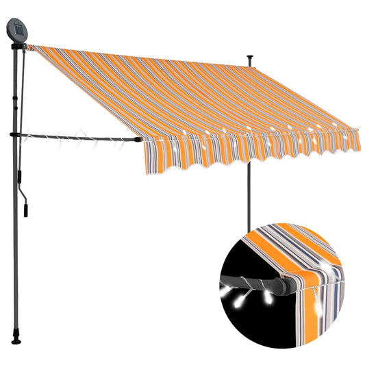 Luifel handmatig uitschuifbaar met LED 250 cm geel en blauw is nu te koop bij PeponiXL, paradijselijk wonen!