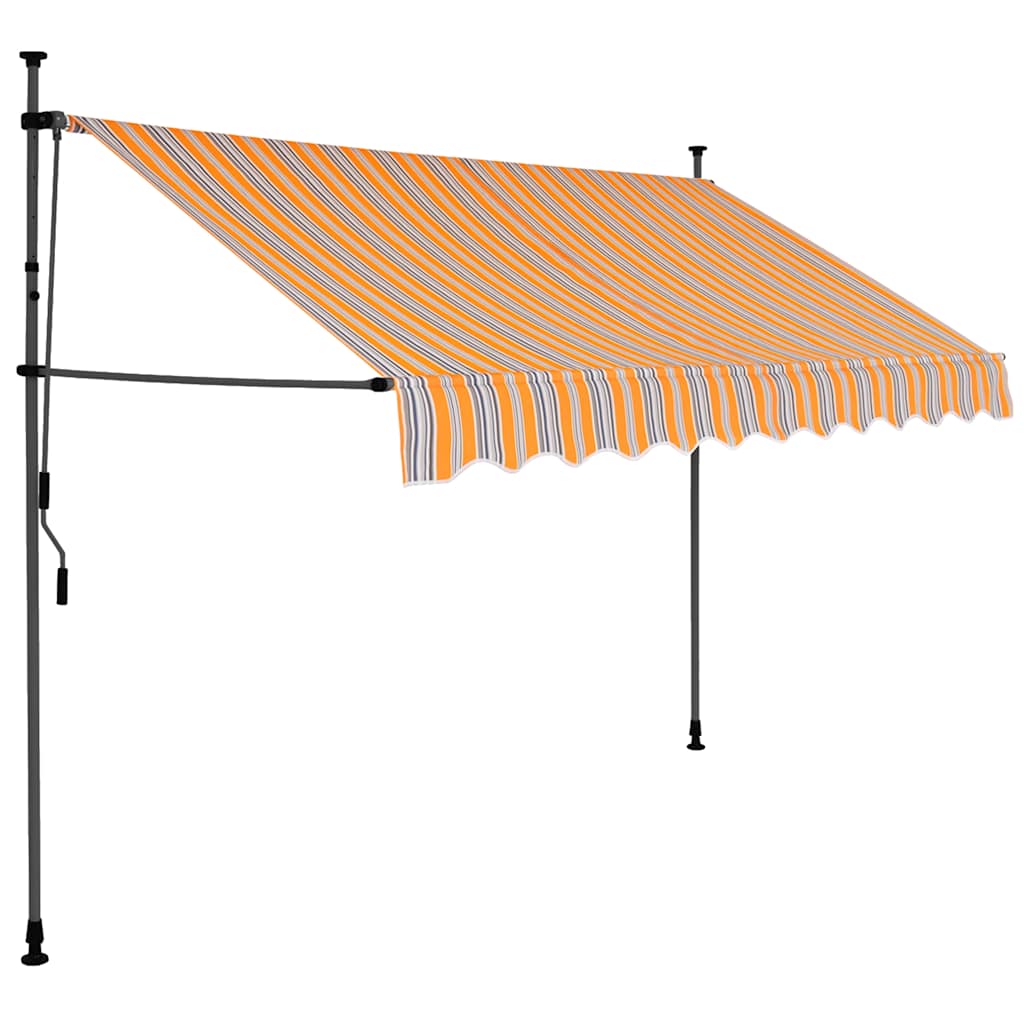 Luifel handmatig uitschuifbaar met LED 250 cm geel en blauw is nu te koop bij PeponiXL, paradijselijk wonen!