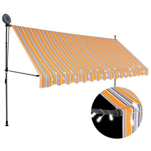Luifel handmatig uitschuifbaar met LED 400 cm geel en blauw is nu te koop bij PeponiXL, paradijselijk wonen!