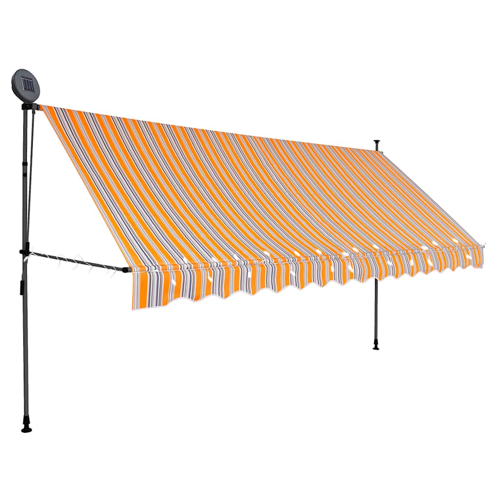 Luifel handmatig uitschuifbaar met LED 400 cm geel en blauw is nu te koop bij PeponiXL, paradijselijk wonen!