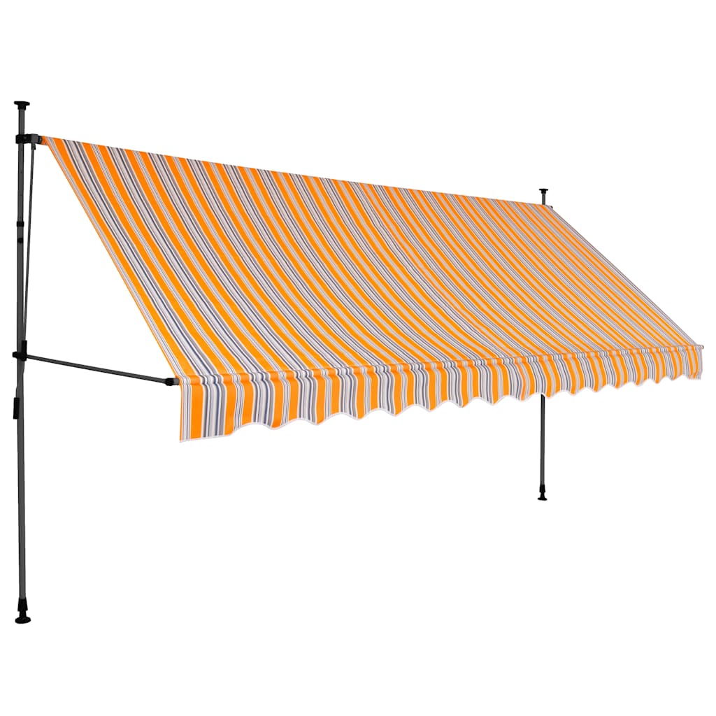 Luifel handmatig uitschuifbaar met LED 400 cm geel en blauw is nu te koop bij PeponiXL, paradijselijk wonen!