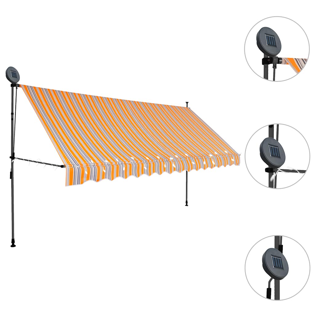 Luifel handmatig uitschuifbaar met LED 400 cm geel en blauw is nu te koop bij PeponiXL, paradijselijk wonen!