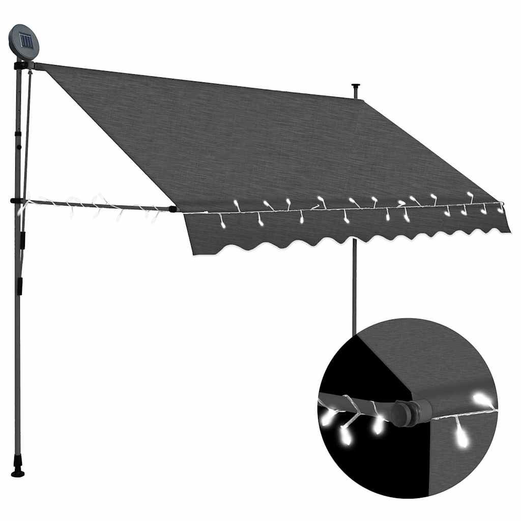 Luifel handmatig uitschuifbaar met LED 250 cm antracietkleurig is nu te koop bij PeponiXL, paradijselijk wonen!