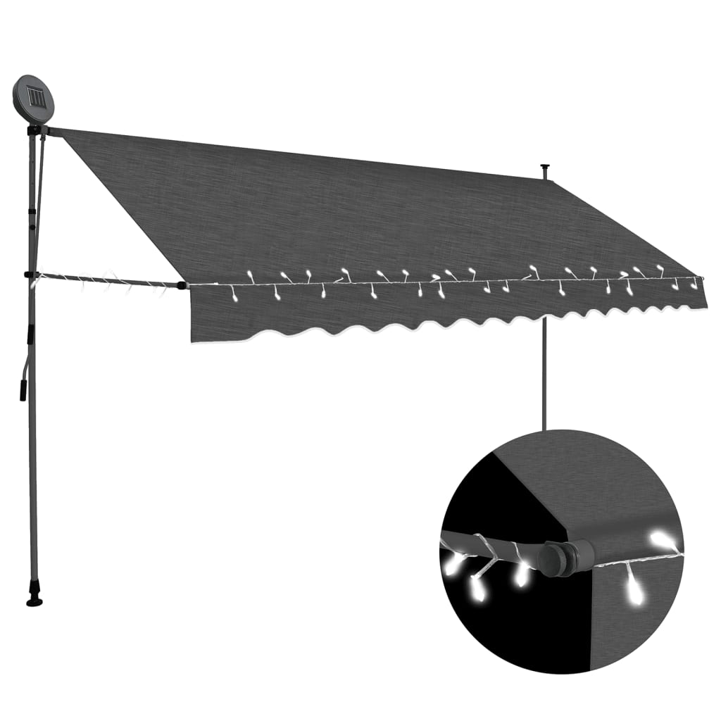 Luifel handmatig uitschuifbaar met LED 400 cm antracietkleurig is nu te koop bij PeponiXL, paradijselijk wonen!