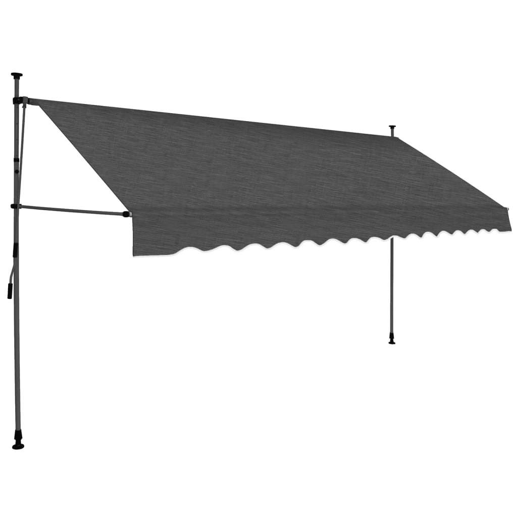 Luifel handmatig uitschuifbaar met LED 400 cm antracietkleurig is nu te koop bij PeponiXL, paradijselijk wonen!