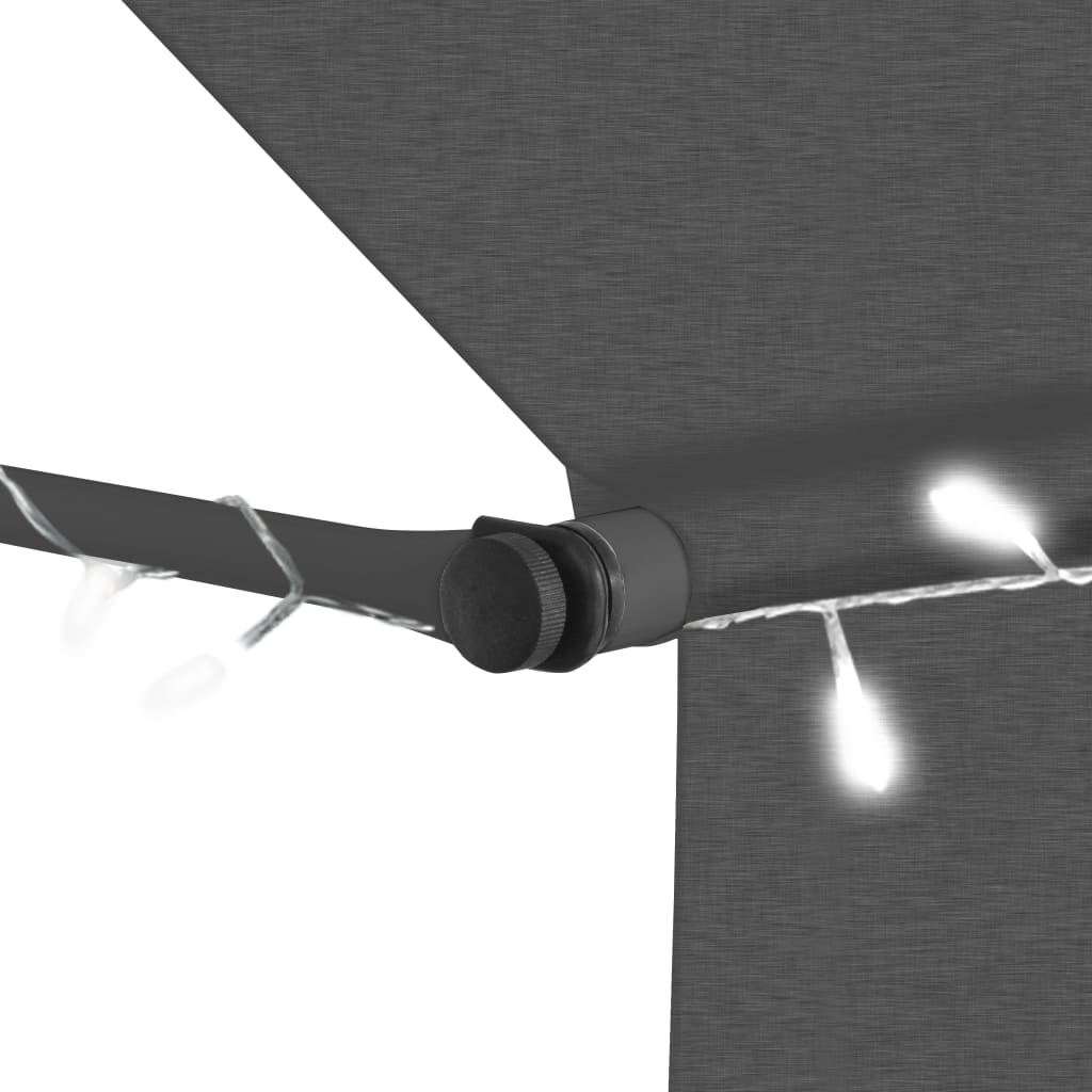 Luifel handmatig uitschuifbaar met LED 400 cm antracietkleurig is nu te koop bij PeponiXL, paradijselijk wonen!