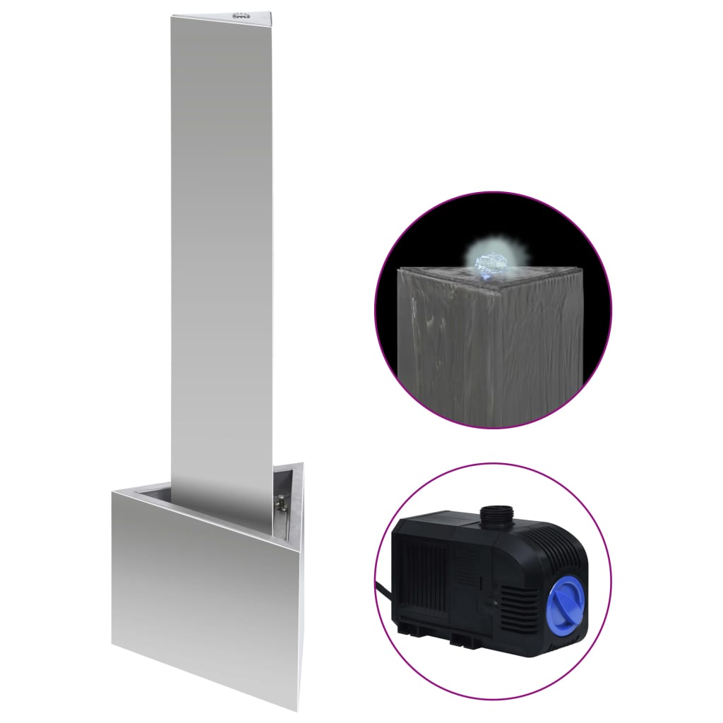 Tuinfontein 37,7x32,6x110 cm roestvrij staal zilverkleurig is nu te koop bij PeponiXL, paradijselijk wonen!